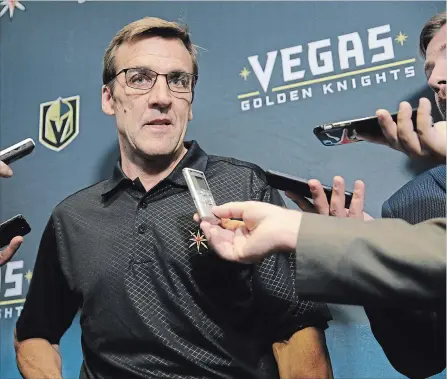  ?? ASSOCIATED PRESS FILE PHOTO ?? George McPhee, pictured above, is the general manager of the Vegas Golden Knights. Before that, he was the GM in Washington for 17 years. McPhee and the Capitals’ GM Brian MacLellan are both from Guelph and both played Jr. A hockey for the Platers.