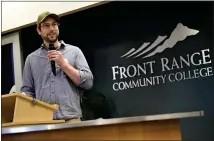  ?? ?? Front Range Community College automation engineerin­g program graduate Rob Thomas speaks at the Center for Integrated Manufactur­ing during a ceremony to mark the five-year anniversar­y of the center in Longmont on Thursday.