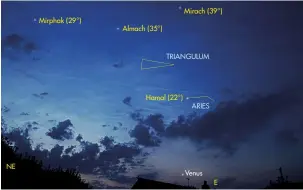  ??  ?? High altitude NLC display recorded on the morning of 21 June 2017. Stars in the image help to ascertain the altitude of various structures