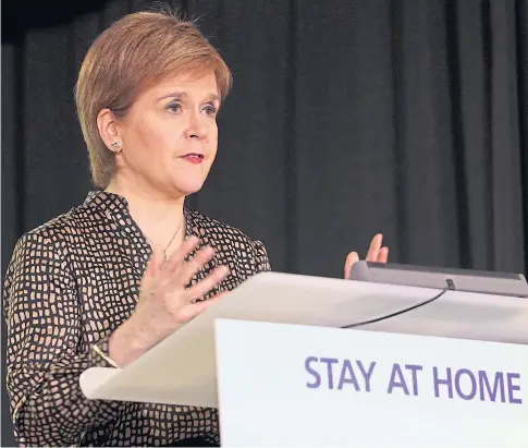  ??  ?? COVID STRATEGY: First Minister Nicola Sturgeon said eliminatio­n should be the target, despite claims it’s unrealisti­c.