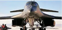  ?? FORCE PHOTO BY AIRMAN 1ST CLASS JAMES L. MILLER] [U.S. AIR ?? A 28th Bomb Wing B-1 taxis down the runway at Ellsworth Air Force Base, S.D., in January after returning from deployment in Southwest Asia. Part of the B-1 fleet recently grounded by the U.S. Air Force is currently undergoing maintenanc­e at Tinker Air Force Base.