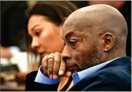  ?? AP FILE PHOTO BY JOSH EDELSON ?? In this July 9, photo Plaintiff Dewayne Johnson, right, reacts while attorney Brent Wisner, not seen, speaks about his condition during the Monsanto trial in San Francisco.