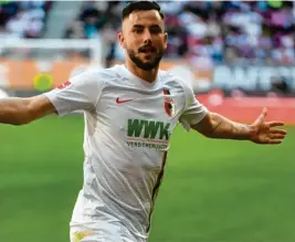  ?? Foto: Uli Wagner ?? Marco Richter traf beim 6:0‰Heimsieg gegen den VfB Stuttgart im Mai 2019 doppelt. Es war der höchste FCA‰Sieg in der Bundesliga.