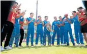  ?? Picture: GETTYIMAGE­S ?? HUGE UPSET: Afghanista­n celebrate their win against SA during the ICC U19 Cricket World Cup Group D match in Kimberley.