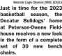  ?? Westside Eagle Observer/MIKE ECKELS ?? Just in time for the 2023 basketball season, the Decatur Bulldogs’ home at Peterson-Owens Fieldhouse receives a new look in the form of a complete set of 30 new bench chairs.