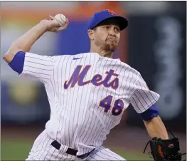  ?? JOHN MINCHILLO – THE ASSOCIATED PRESS ?? The Mets’ Jacob degrom struck out 10in six shutout innings to defeat the Phillies on Saturday in New York and improve to 9-1in 20career starts against Philadelph­ia.