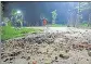  ??  ?? (Top) Police and proctorial board members on the spot, (above) stones scattered on the road at BHU in Varanasi.