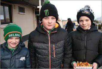  ??  ?? Aaron Mullally, Rian O’Dowd and Cian O’Dowd at the races on St. Patrick’s Day.