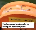  ??  ?? Ready-spooled hooklength­s for fishing the bomb and pellet.
