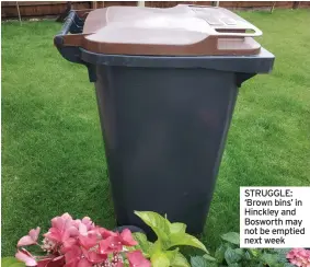  ??  ?? STRUGGLE: ‘Brown bins’ in Hinckley and Bosworth may not be emptied next week