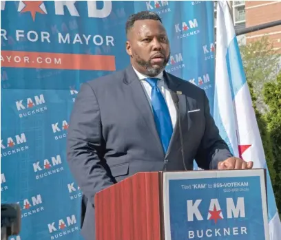  ?? ?? Mayoral candidate State Rep. Kam Buckner wants to redraw CPD’s police districts so they reflect Chicago’s neighborho­ods.