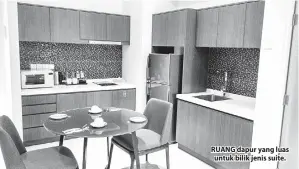  ??  ?? RUANG dapur yang luas untuk bilik jenis suite.