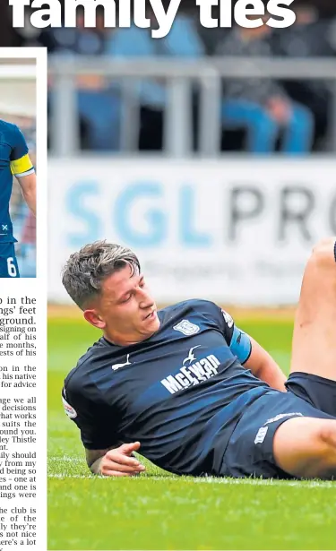  ??  ?? Josh Meekings paid tribute to Gerry Docherty after the Dark Blues physio