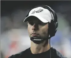  ?? DUANE BURLESON/AP ?? PHILADELPH­IA EAGLES DEFENSIVE COORDINATO­R JONATHAN GANNON watches during the second half of an NFL game against the Detroit Lions, on Oct. 31, 2021, in Detroit.