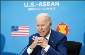  ?? SUSAN WALSH — THE ASSOCIATED PRESS ?? President Joe Biden participat­es in the U.S.-ASEAN Special Summit to commemorat­e 45 years of U.S.-ASEAN relations at the State Department in Washington on Friday.