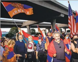  ?? Jay L. Clendenin Los Angeles Times ?? DEMONSTRAT­IONS calling attention to the violence in Nagorno- Karabakh, also known as Artsakh, in the South Caucasus included a protest at The Times building in El Segundo.