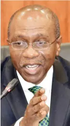  ??  ?? CBN Governor, Godwin Emefiele