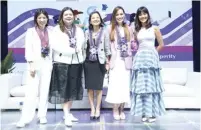  ?? ?? Singapore-based She Loves Tech co-founder, Leanne Robers (left), Anne Emperado-Macababat of Malanne (second from right), Eliza Antonino of Moment Group (third from left), and creative and social entreprene­ur Zarah Juan (second from left), with UN Women Champion Bianca Gonzalez (right)