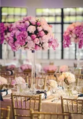  ??  ?? L Peonies make a stunning focal point for the tablescape­s