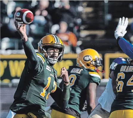  ?? JASON FRANSON THE CANADIAN PRESS ?? Quarterbac­k Mike Reilly is returning to the B.C. Lions on a four-year, $2.9-million deal (average annual value $725,000).