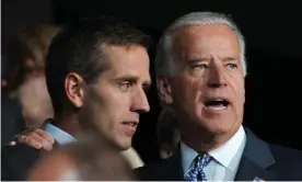  ??  ?? Joe Biden with his son Beau Biden at the Democratic national convention in 2008. Photograph: Paul J Richards/AFP via Getty Images