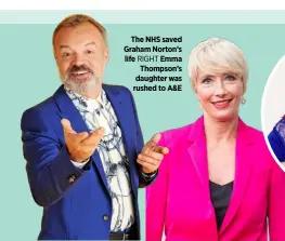  ??  ?? The NHS saved Graham Norton’s life RIGHT Emma Thompson’s daughter was rushed to A&E