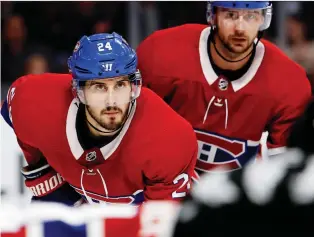  ?? ALLEN McINNIS ?? Canadiens centre Phillip Danault, left, and his linemates Tomas Tatar, right, and Brendan Gallagher, not shown, are often tasked with shutting down the opposition’s best line.