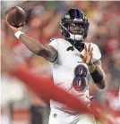  ?? CARY EDMONDSON/USA TODAY SPORTS ?? Lamar Jackson and the Ravens pulled off one of the season's most impressive victories on Christmas night.