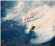  ?? Foto: Alexander Gerst, dpa ?? Waldbrände in Kalifornie­n, aufgenomme­n von der internatio­nalen Raumstatio­n ISS.