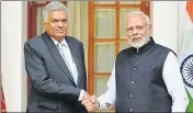  ??  ?? PM Narendra Modi and Ranil Wickremesi­nghe exchanged views on regional and global issues, in New Delhi on Saturday. MOHD ZAKIR/HT