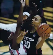  ?? JOHN LOCHER — ASSOCIATED PRESS ?? Stanford’s Haley Jones drives to the basket Saturday. The former Mitty High star scored 25 points in a rout of UNLV.