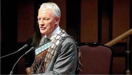  ?? SIMON MAUDE / FAIRFAX NZ ?? Auckland Mayor Phil Goff at the Governing Body inaguratio­n.