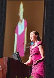  ?? TALI GREENER/SPECIAL TO THE DAY ?? Rebecca Lobo gives the keynote address Sunday at the 2015 annual Well Healed Woman Conference for women, presented by Lawrence + Memorial Hospital at the Mohegan Sun Uncas Ballroom.