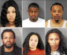  ?? PHOTOS PROVIDED BY MERCER COUNTY PROSECUTOR­S OFFICE ?? Top l to r: Lakeisha Hill, Shaquille McNeil, Tashawn Santiago. Bottom l to r: Cecil Blake, Felicita Gee, Fantasia Gee