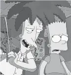  ?? PROVIDED BY FOX ?? Sideshow Bob ( Kelsey Grammer), left, and Bart ( Nancy Cartwright) in a 2015 Halloween episode of “The Simpsons.”