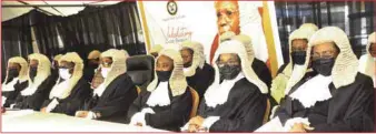  ?? ?? L-R: Admin Judge, Ikeja, Justice Ipaye; Admin Judge, Lagos, Justice Oyekan-Abdullahi; Justice Nicol-Clay;; Justice Dada; Justice Adesanya; Justice Oyebanji; and Justice Jumoke Pedro