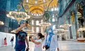  ?? — AFP ?? People visit the Hagia Sophia museum in Istanbul, Thursday. Turkey’s top court considered whether Istanbul’s emblematic landmark and former cathedral Hagia Sophia can be redesignat­ed as a mosque, a ruling which could inflame tensions with the West.