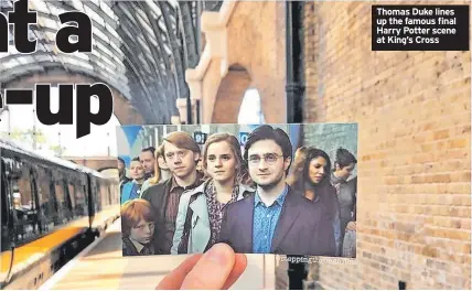  ?? @STEPPINGTH­ROUGHFILM ON INSTAGRAM) ?? Thomas Duke lines up the famous final Harry Potter scene at King’s Cross