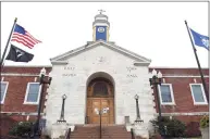  ?? Arnold Gold / Hearst Connecticu­t Media ?? The front entrance to East Haven Town Hall on Mar. 28.