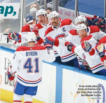  ?? PHOTO AFP ?? Il ne reste plus de trois victoires à aller chercher contre
les Maple Leafs.
