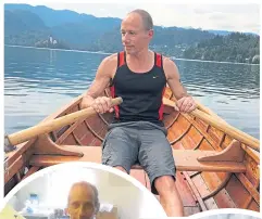  ??  ?? Jim rowing on Lake Bled, Slovenia in 2019, a year before horror accident