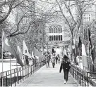  ?? Cliff Grassmick, Daily Camera ?? Flags for the World Affairs Conference line the path to Macky Auditorium in 2019.