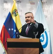  ?? FEDERICO PARRA / AFP / GETTY IMAGES ?? Venezuelan Attorney General Tarek Saab Tuesday announced the arrest of Col. Pedro Zambrano and Gen. Alejandro Pérez over an alleged assassinat­ion attempt.