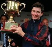  ?? CLINT HUGHES/PA ?? Oisin Murphy celebrates his victory on The Tin Man in last weekend’s Sprint Cup at Haydock – today the highflying Kerry native rides hot favourite Roaring Lion in Champion Stakes at Leopardsto­wn