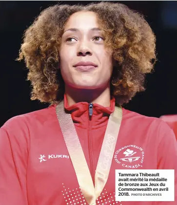  ?? PHOTO D’ARCHIVES ?? Tammara Thibeault avait mérité la médaille de bronze aux Jeux du Commonweal­th en avril 2018.