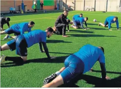  ?? D. A. ?? El equipo celeste durante un entrenamie­nto en el anexo de Santo Domingo.