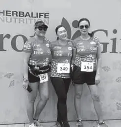  ??  ?? HERBALIFE IRONGIRL 2019 FINISHERSR­unning enthusiast­s (L to R) Michelle Palcat-Cordoviz, Janette Omboy de Jesus and Ma. Cristina Overly-Heje take a souvenir shot after finishing the Herbalife IronGirl 2019 which took place March 22 on an out and back course starting at the Azuela Cove in Lanang. The three are among the 1,200 entries which took part in the five kilometer run which jumpstarte­d the second Alveo Ironman 7.0 Davao. (contribute­d photo)