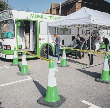  ??  ?? EFFECTIVE Covid testing being held for asymptomat­ic staff and students at University of Portsmouth in Milldam car park
