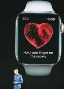  ??  ?? 蘋果手表正式推出心電­圖的新功能。這種新功能可以檢測到­異常的心跳。
(Getty Images)