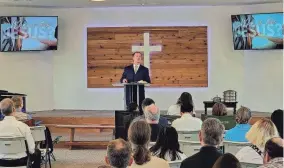  ?? PROVIDED ?? The Rev. Darryl Stetler II preaches on Easter Sunday at Oklahoma City Bible Baptist Methodist Church in south Oklahoma City.
